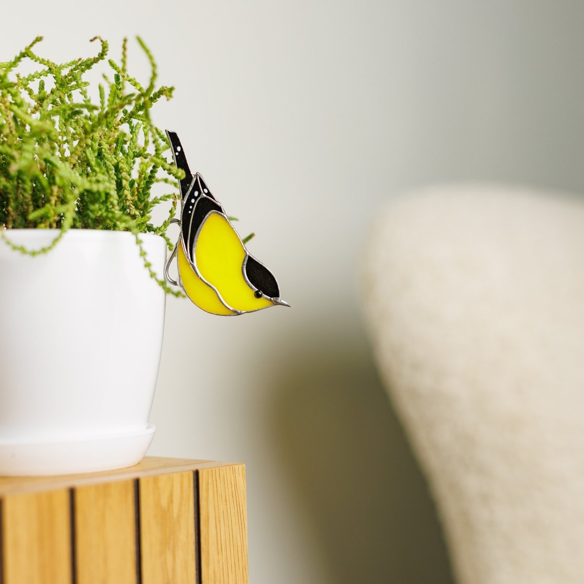 suncatcher suncatcher stained_glass Stained glass Goldfinch bird suncatcher Pot Decor Mother's Day Gift