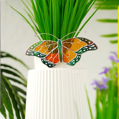 suncatcher stained_glass Stained Glass Monarch Butterfly - Suncatcher pot decor