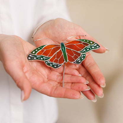 suncatcher stained_glass Stained Glass Monarch Butterfly - Suncatcher pot decor