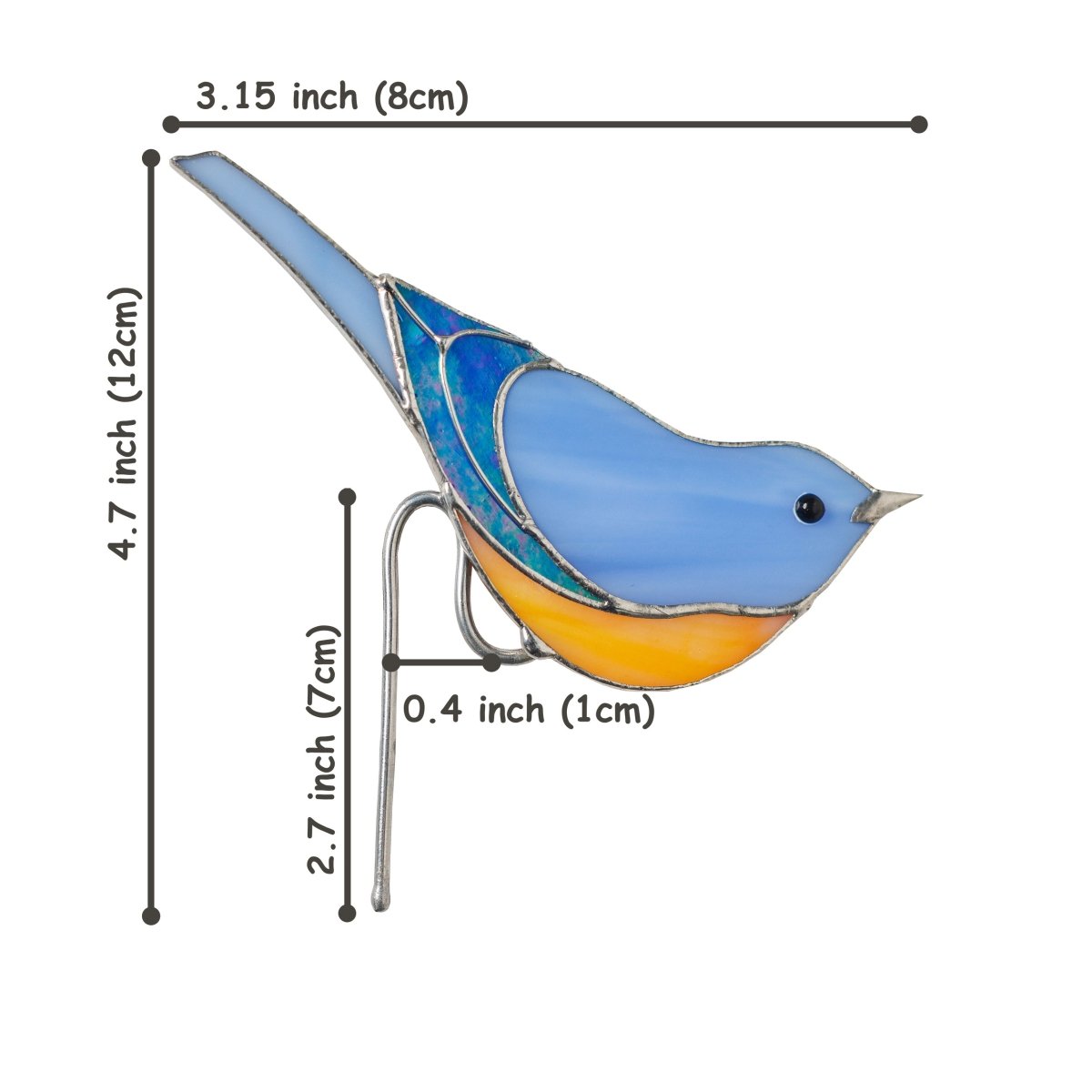 suncatcher stained_glass Stained glass Sialia bird suncatcher Pot decor Gift for Family